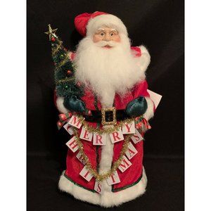 Santa Claus Tree Topper 18” Red Felt Cotton Table Top Figurine Christmas Decor